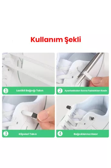 Takbırak Lastikli Ayakkabı Bağcığı, Akıllı Bağcık, Yeni Nesil Bağcık, Açık Gri